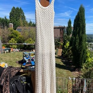 Crochet cream long dress